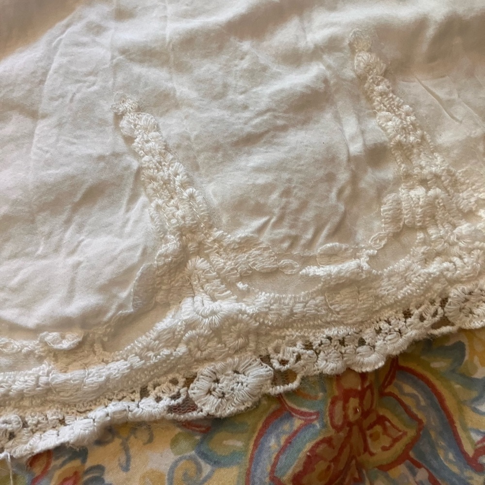 Solitaire rayon top w/ cotton crochet trim, BoHo flare sleeve & lace peek a boo - Picture 7 of 13